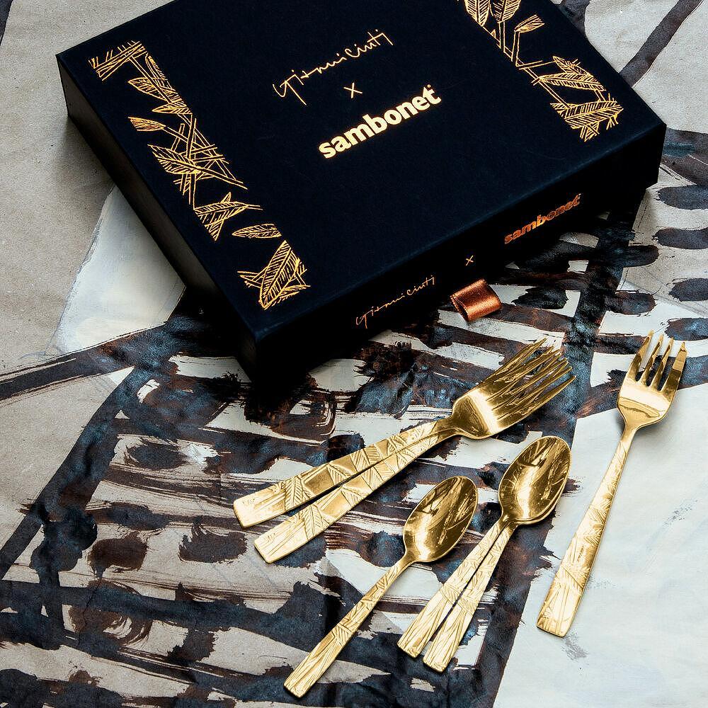 Комплект десертни лъжички, SAMBONET, 52767GA7, 6 бр, стомана, златно покритие